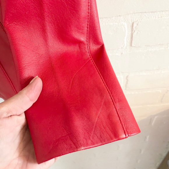 Vintage Red Leather Blazer Fitted Buttery Soft Statement Jacket Sz M - Picture 5 of 15